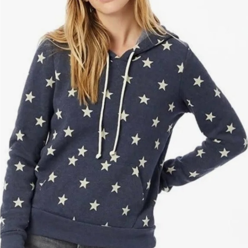 NWOT XXL Star Hoodie Alternative Womens Blue White Lightweight Cotton